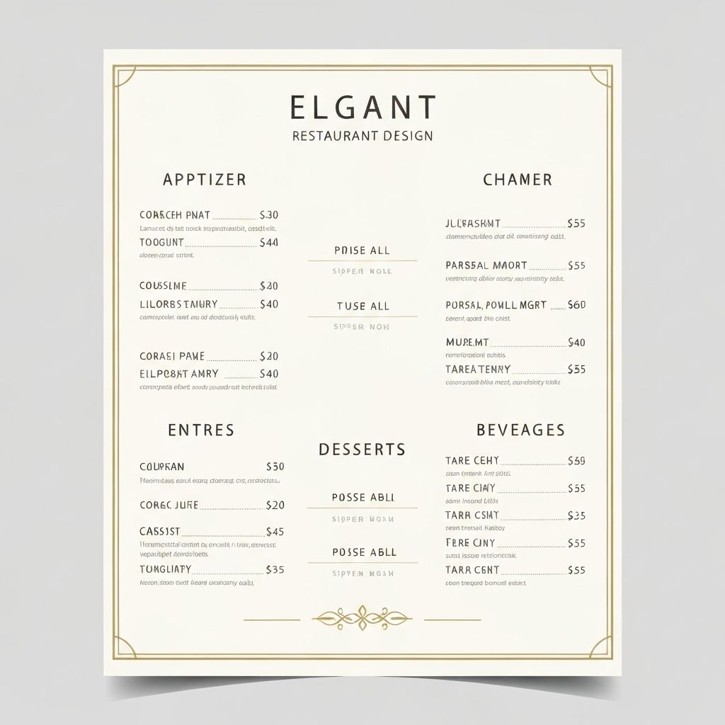 레스토랑 메뉴 디자인
